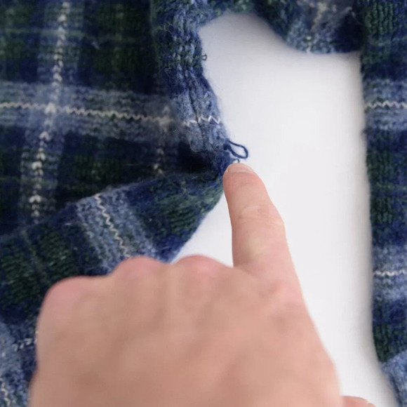 Vintage Northern Reflections Navy &  Blue Checker 48% Wool Crewneck Sweater XL - Picture 14 of 14